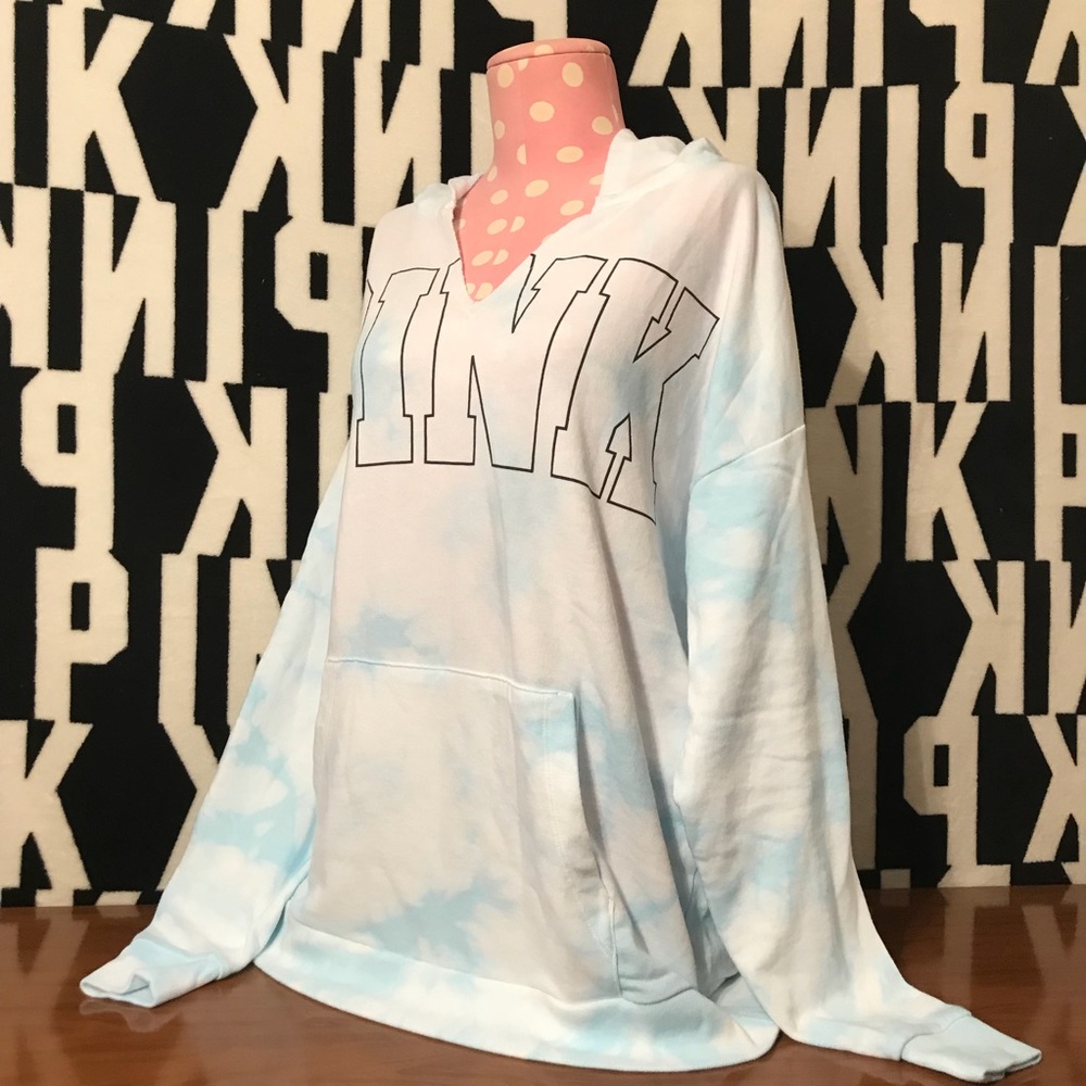 VS PINK TIE DYE PULLOVER TUNIC HOODIE NWT - Picture 4 of 5